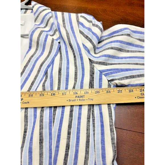 KASPER Women’s Size 14 Wedgewood Multi Blue & White Striped Linen Blazer Jacket - Picture 6 of 9